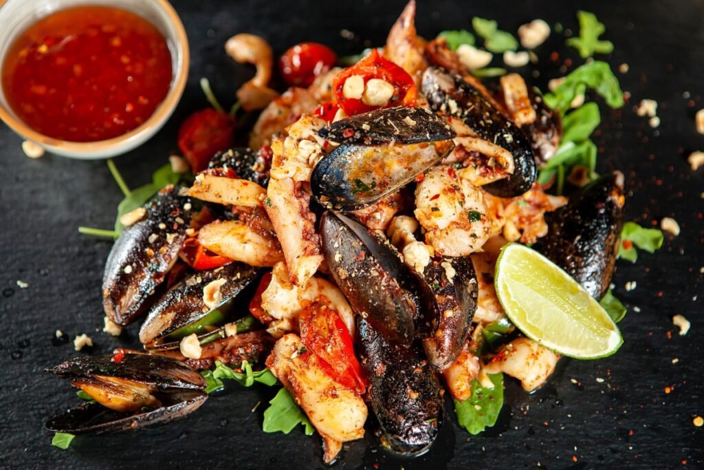 Tincidunt malesuada tellus ut ultrices ultrices enim Delicious Seafood With Spicy Sos Mediterranean Fine Cuisine 1 1024x683